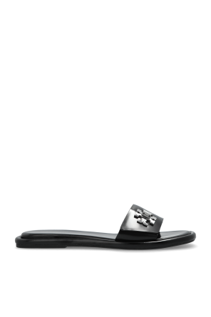 Dolce & Gabbana Leather slides with a logo-shaped appliqué